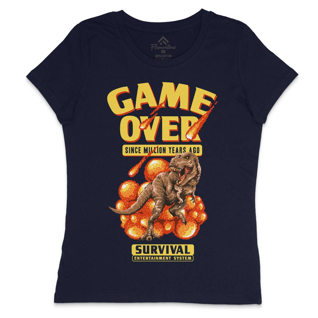Game Over Dino Womens Crew Neck T-Shirt Geek B902