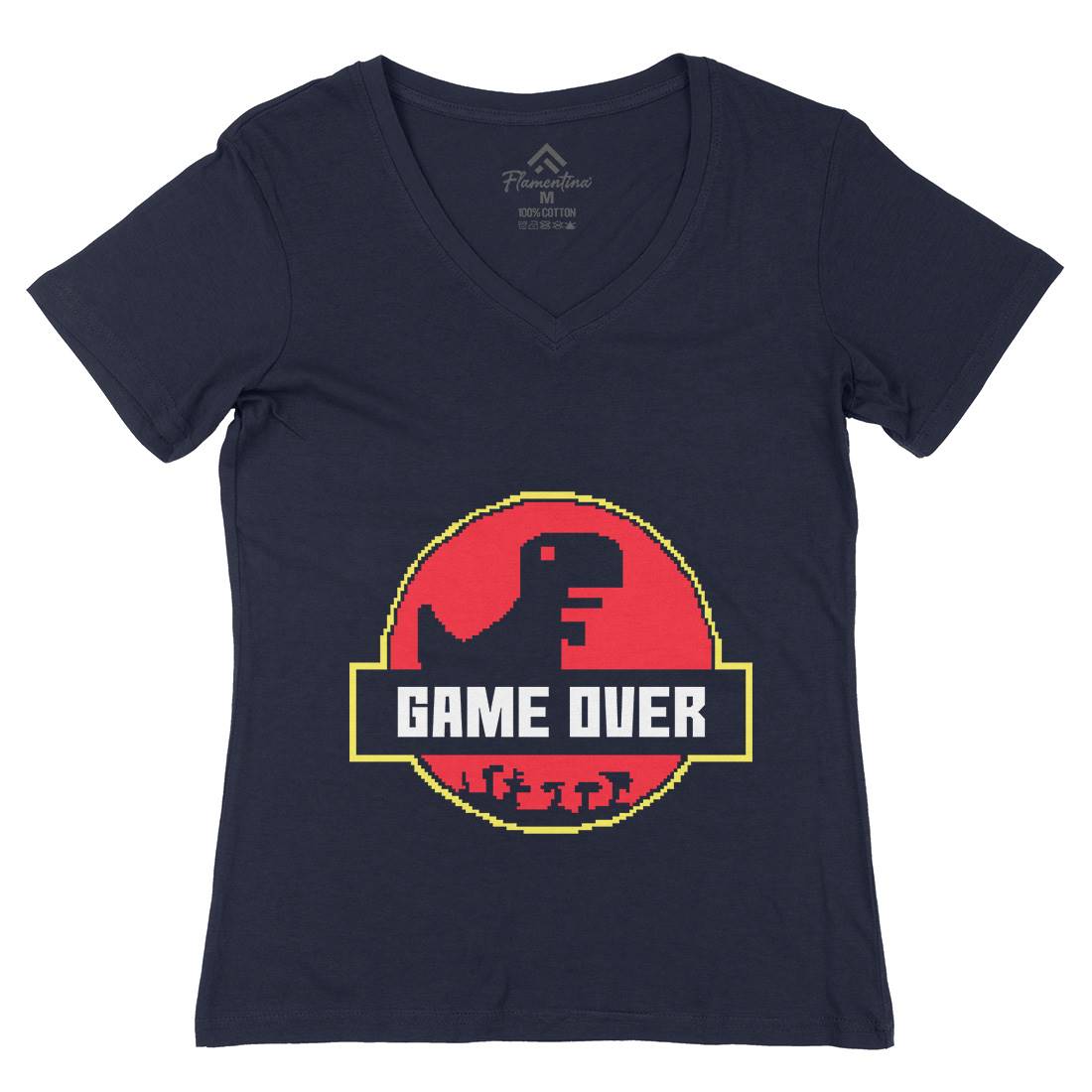 Game Over Park Womens Organic V-Neck T-Shirt Geek B903
