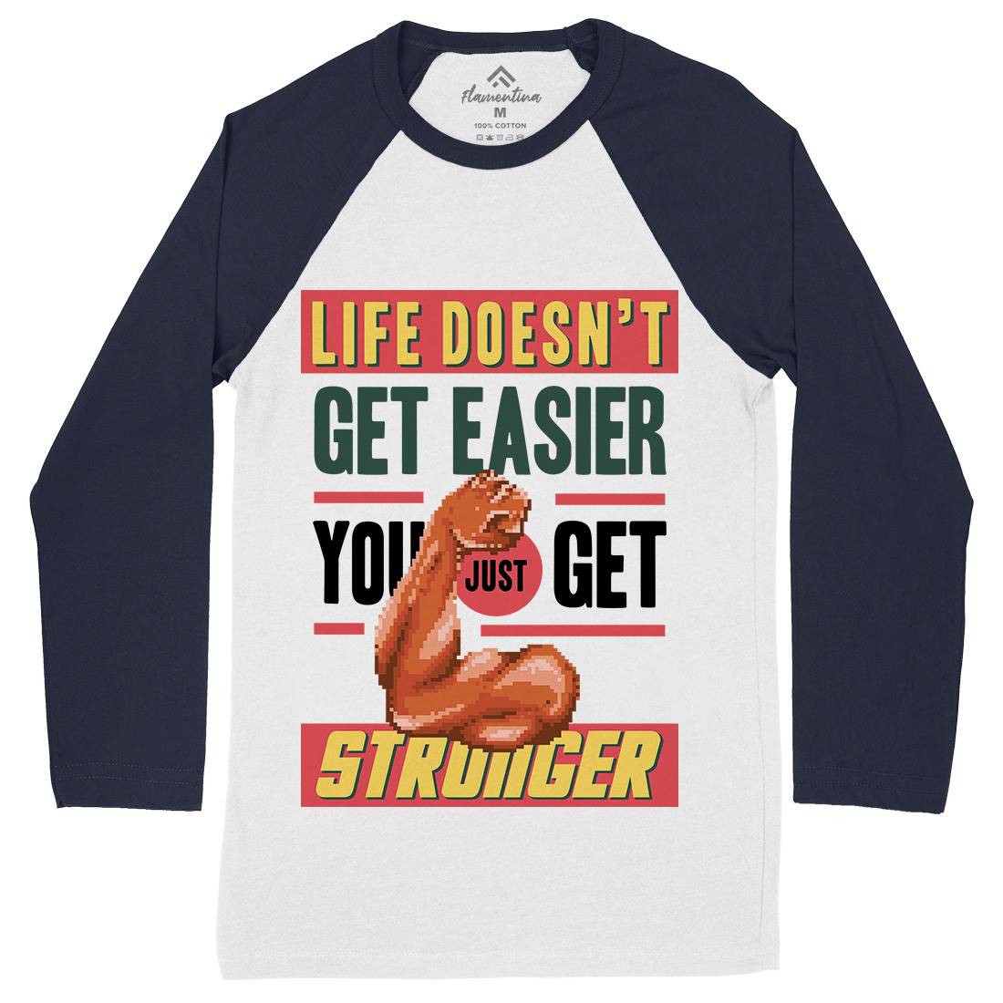 Get Stronger Mens Long Sleeve Baseball T-Shirt Gym B904