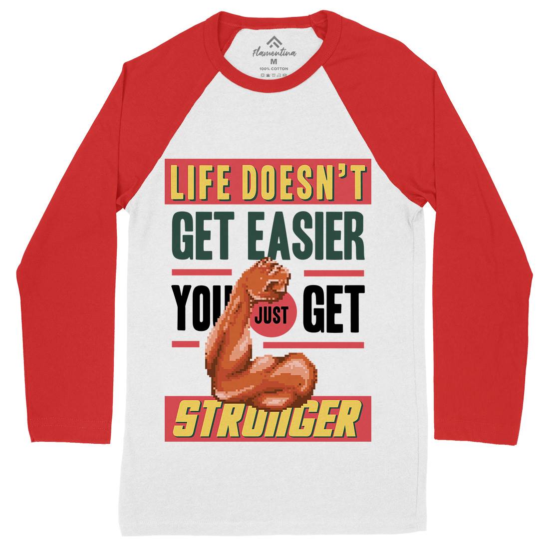 Get Stronger Mens Long Sleeve Baseball T-Shirt Gym B904