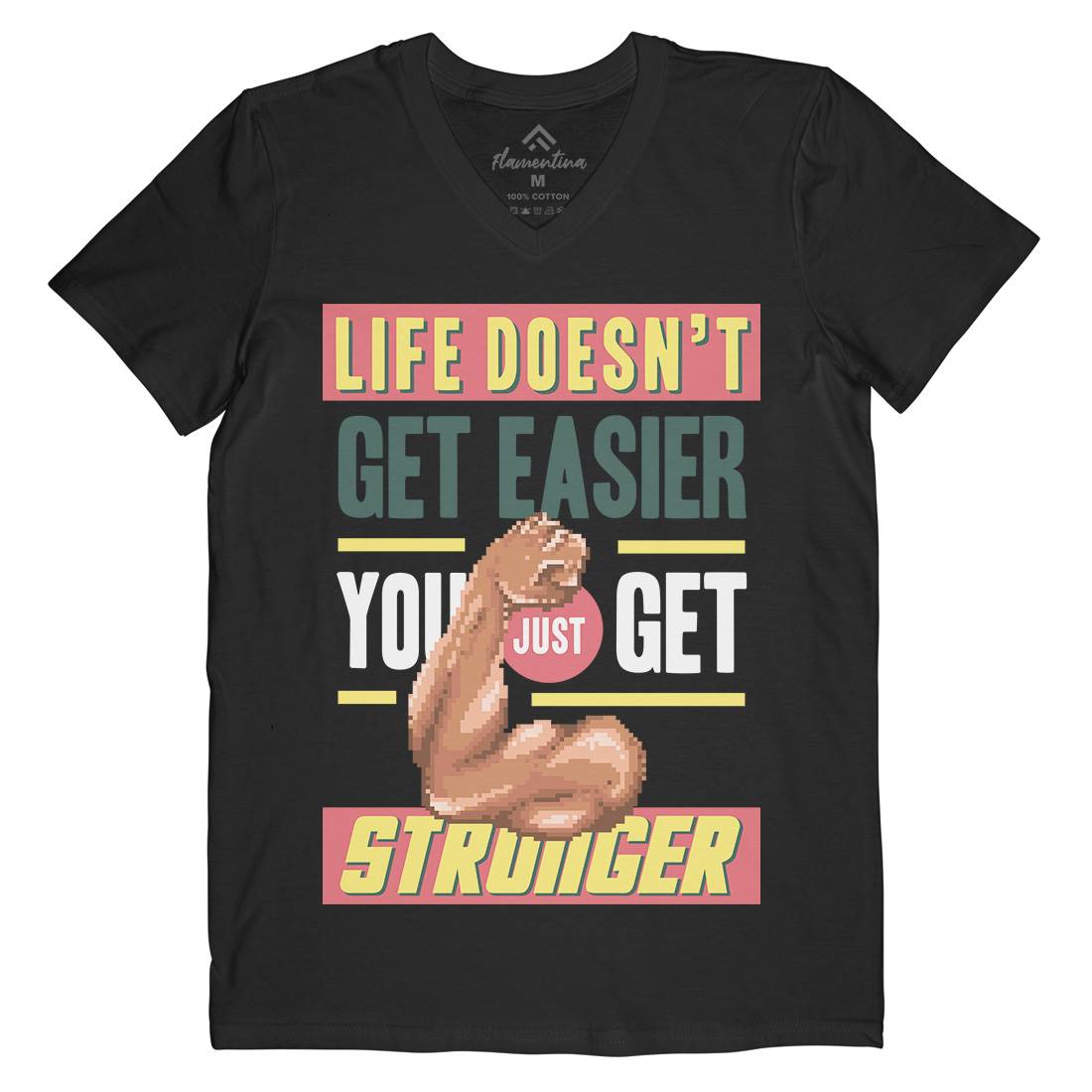 Get Stronger Mens Organic V-Neck T-Shirt Gym B904