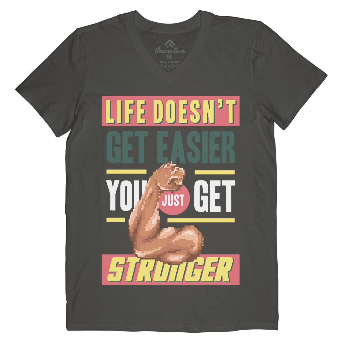 Get Stronger Mens V-Neck T-Shirt Gym B904