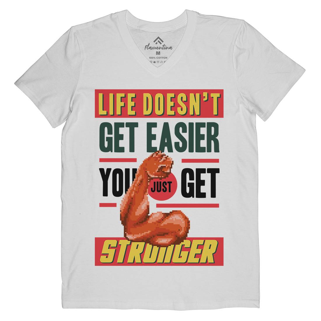 Get Stronger Mens Organic V-Neck T-Shirt Gym B904