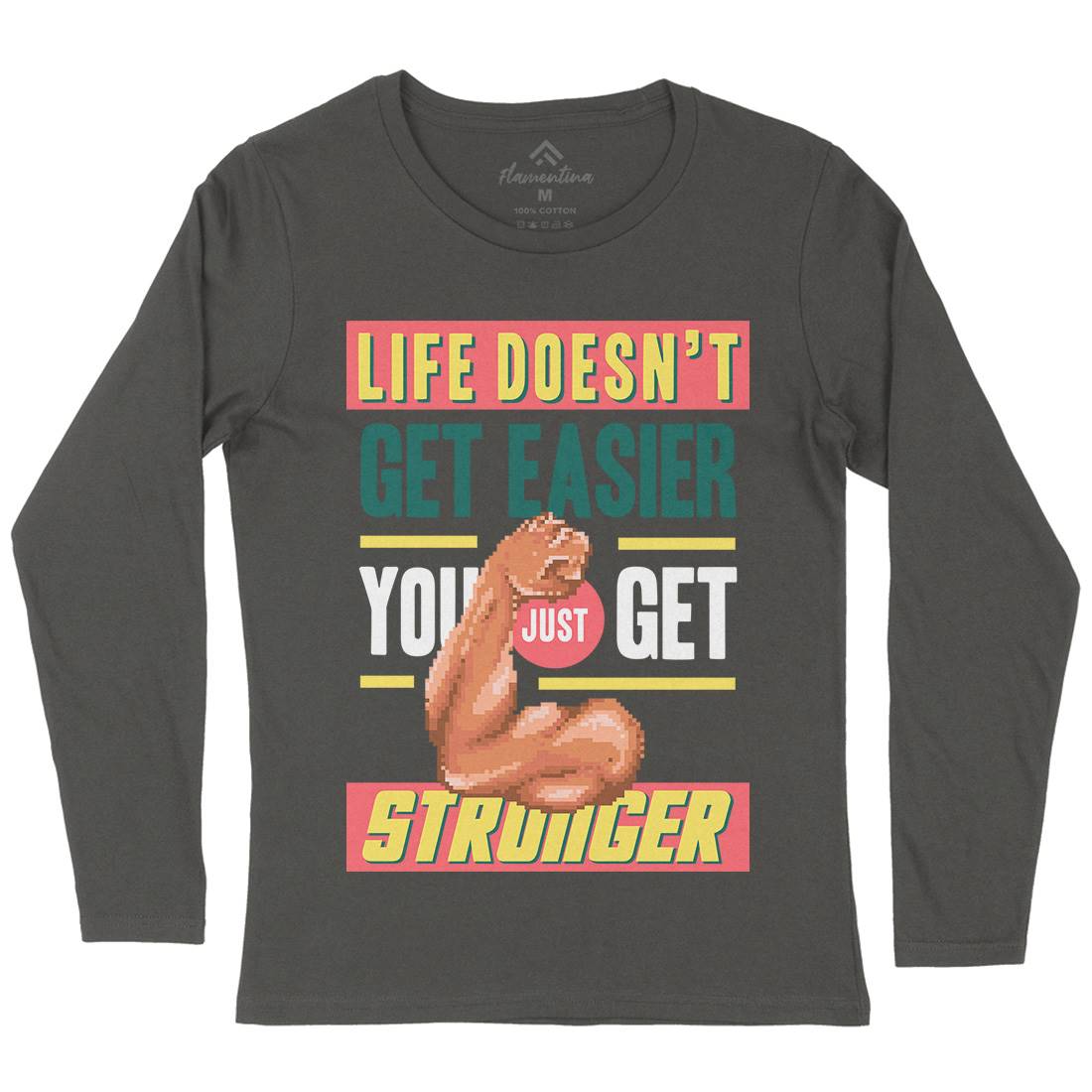 Get Stronger Womens Long Sleeve T-Shirt Gym B904