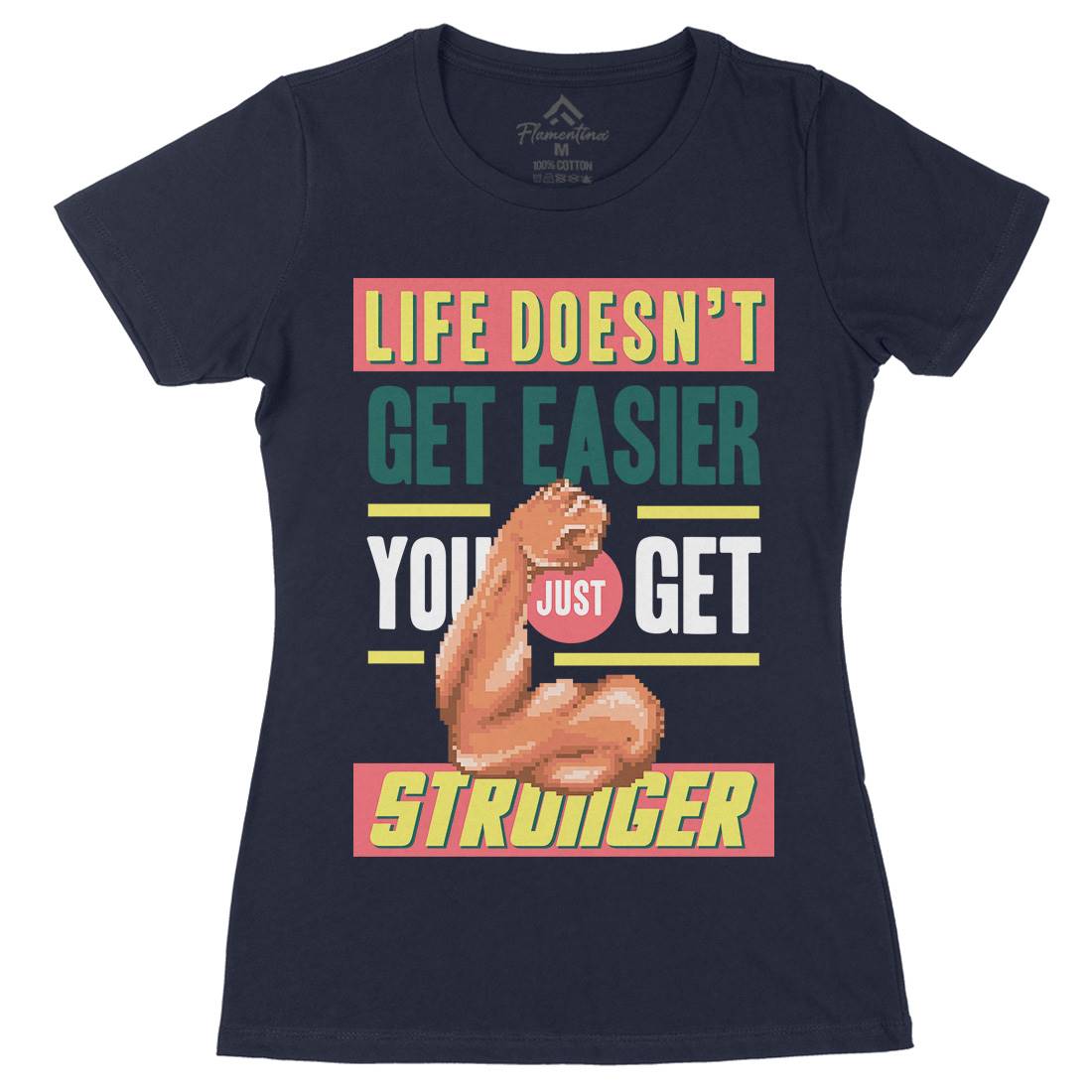 Get Stronger Womens Organic Crew Neck T-Shirt Gym B904