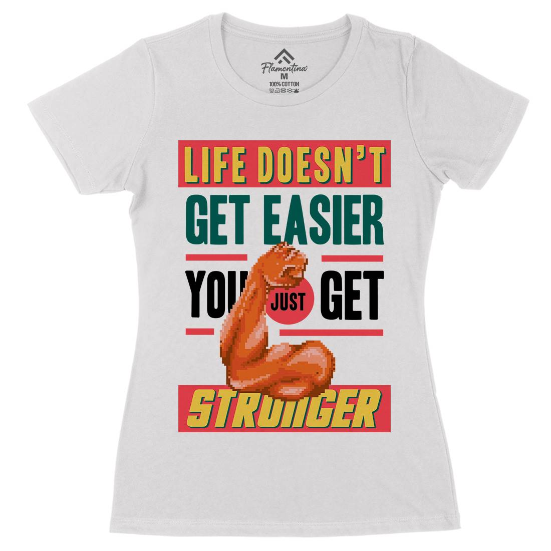 Get Stronger Womens Organic Crew Neck T-Shirt Gym B904