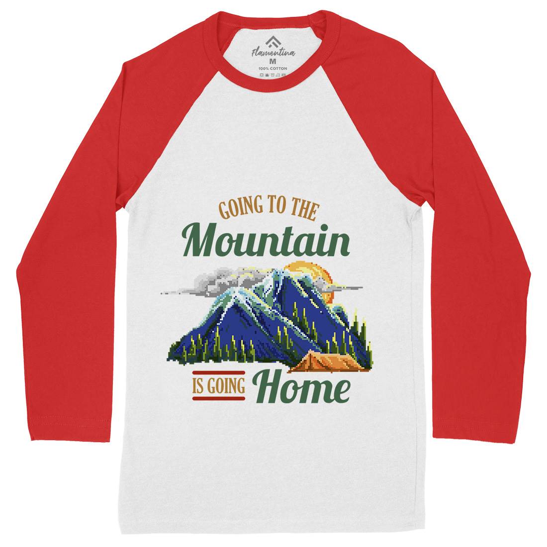 Going To The Mountain Mens Long Sleeve Baseball T-Shirt Nature B905