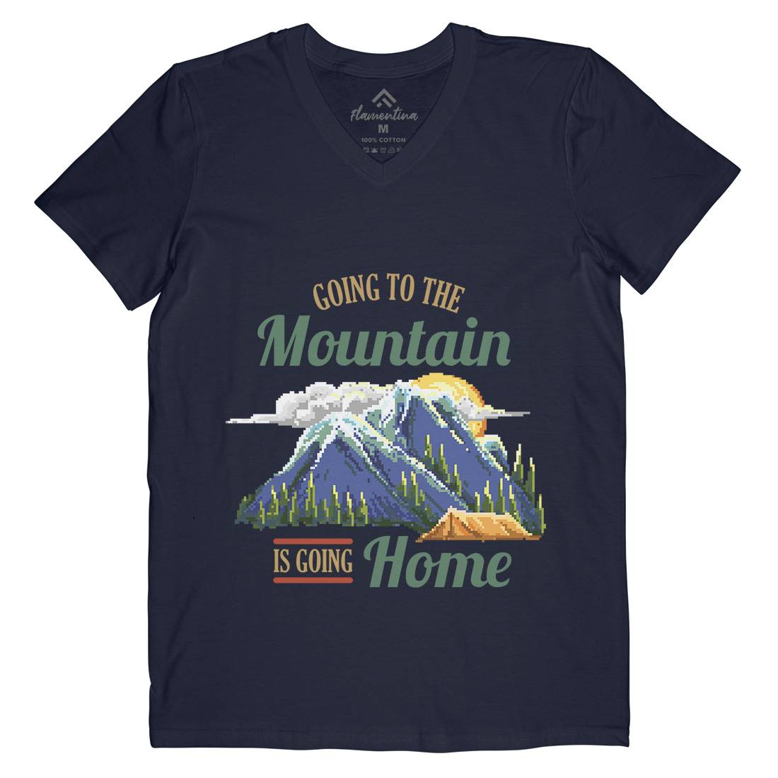 Going To The Mountain Mens Organic V-Neck T-Shirt Nature B905