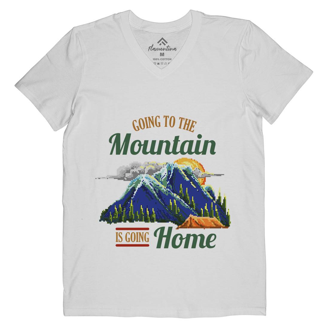 Going To The Mountain Mens Organic V-Neck T-Shirt Nature B905