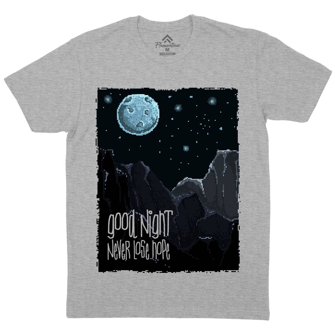 Good Night Mens Organic Crew Neck T-Shirt Space B906