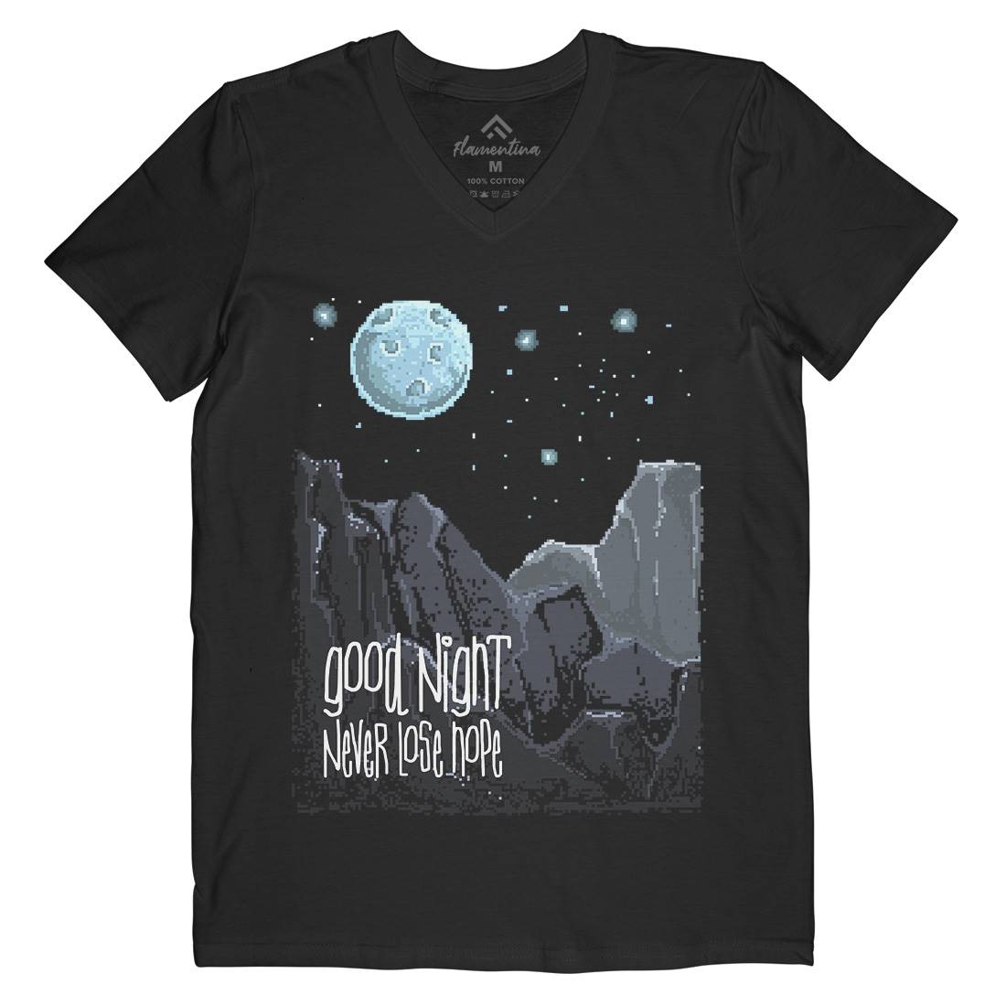 Good Night Mens Organic V-Neck T-Shirt Space B906