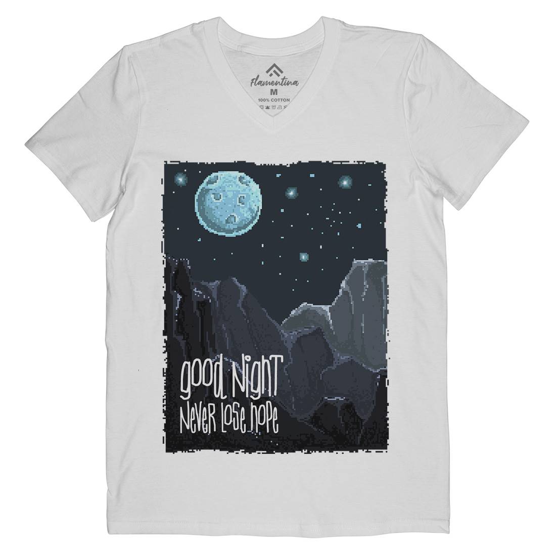 Good Night Mens Organic V-Neck T-Shirt Space B906