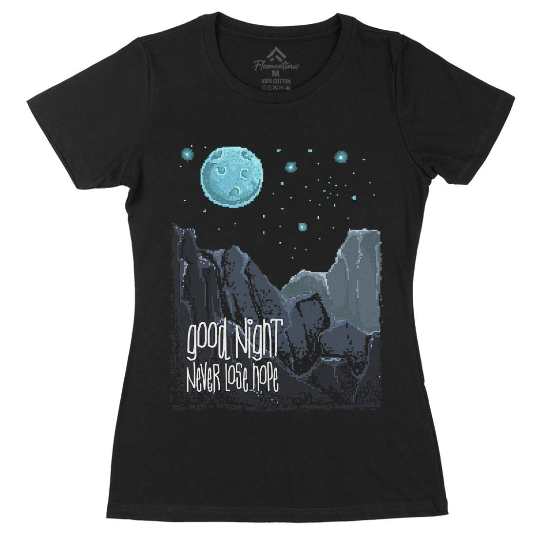 Good Night Womens Organic Crew Neck T-Shirt Space B906