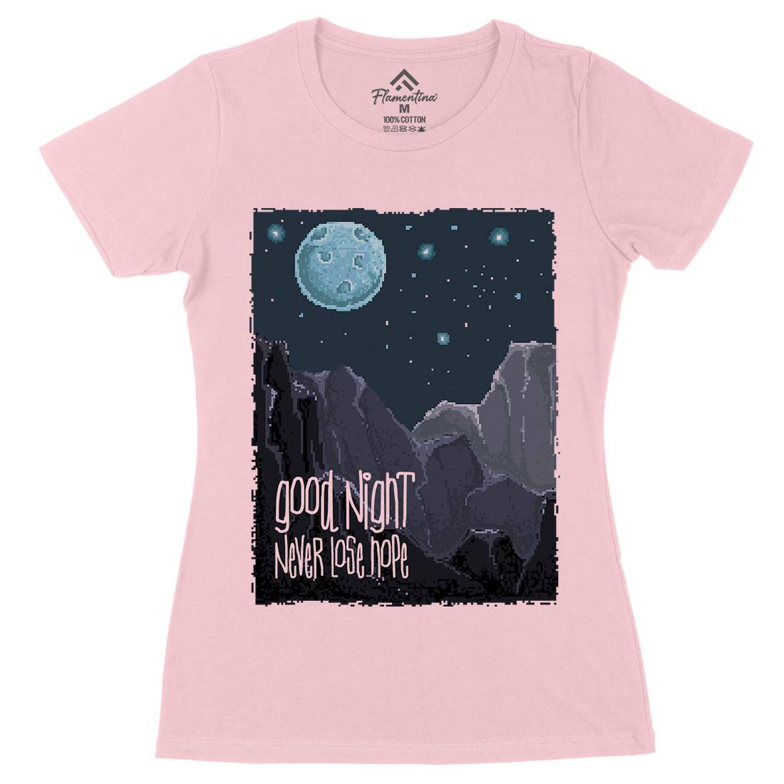 Good Night Womens Organic Crew Neck T-Shirt Space B906
