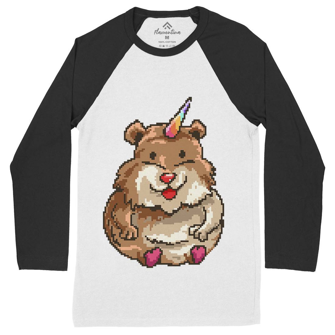 Hamster Unicorn Mens Long Sleeve Baseball T-Shirt Animals B908