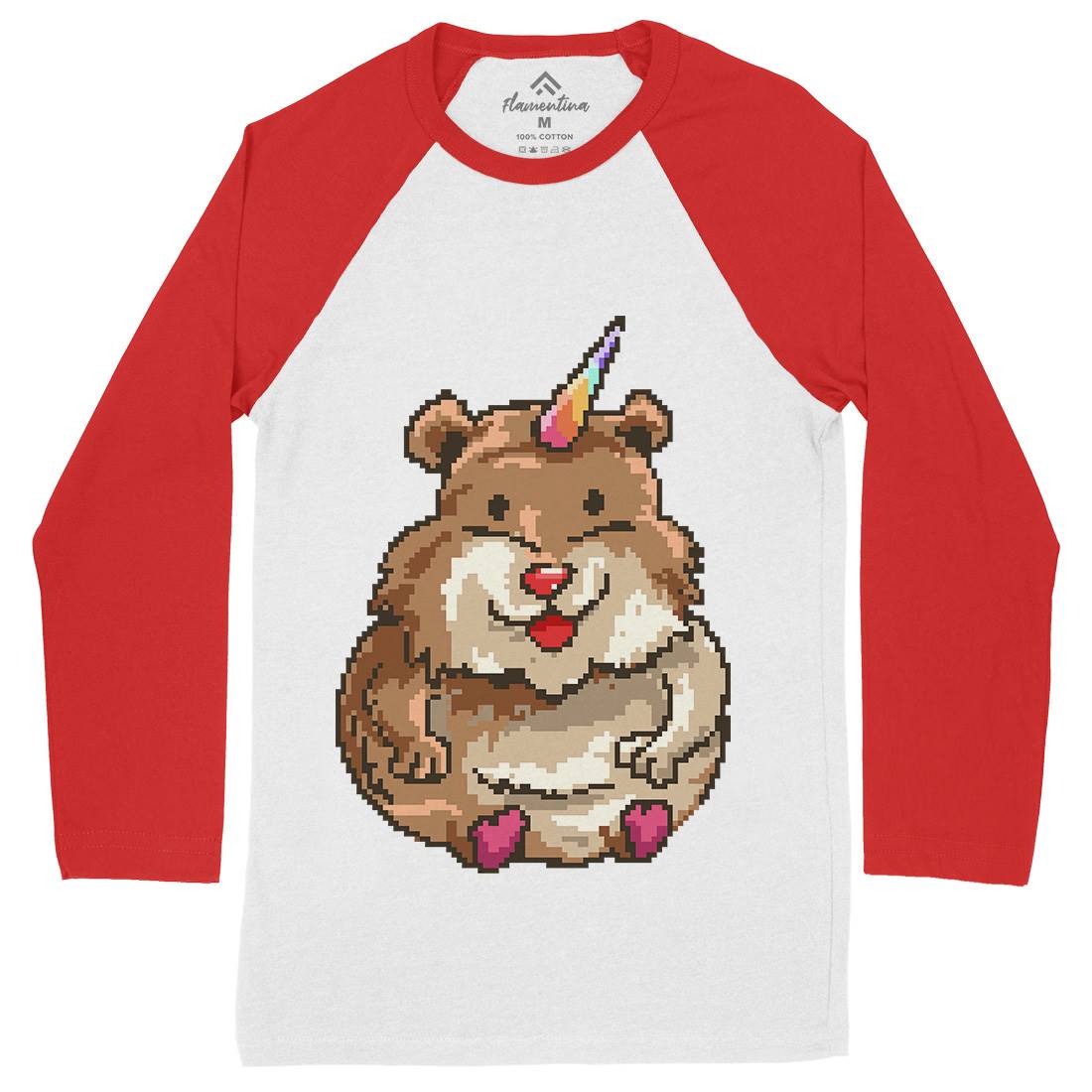 Hamster Unicorn Mens Long Sleeve Baseball T-Shirt Animals B908