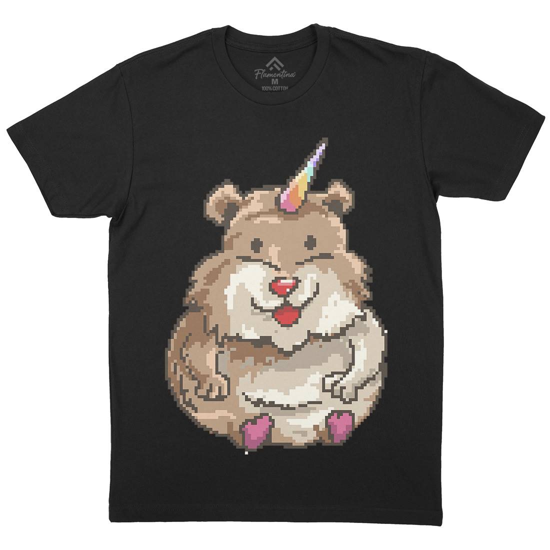 Hamster Unicorn Mens Organic Crew Neck T-Shirt Animals B908