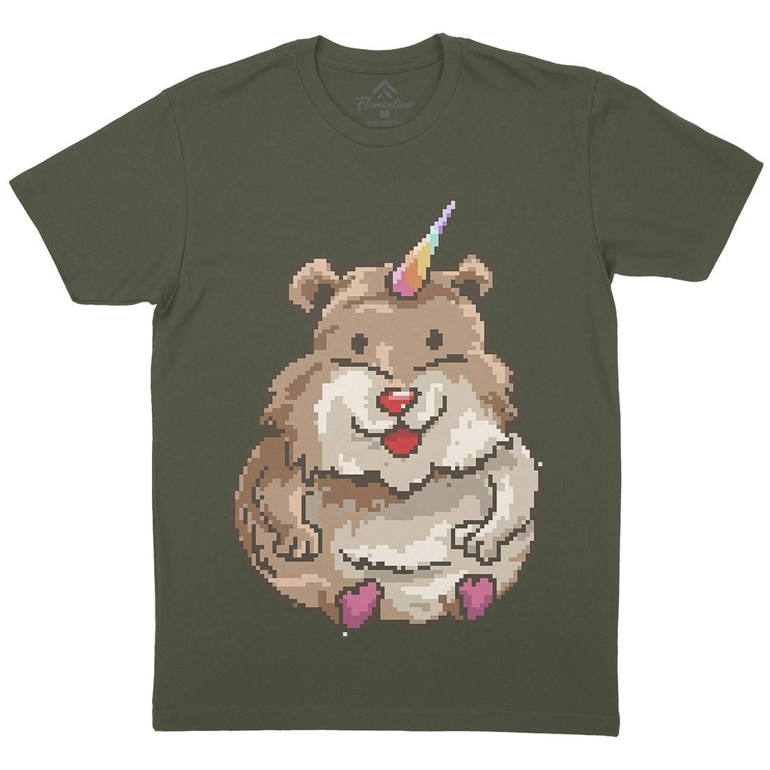 Hamster Unicorn Mens Organic Crew Neck T-Shirt Animals B908