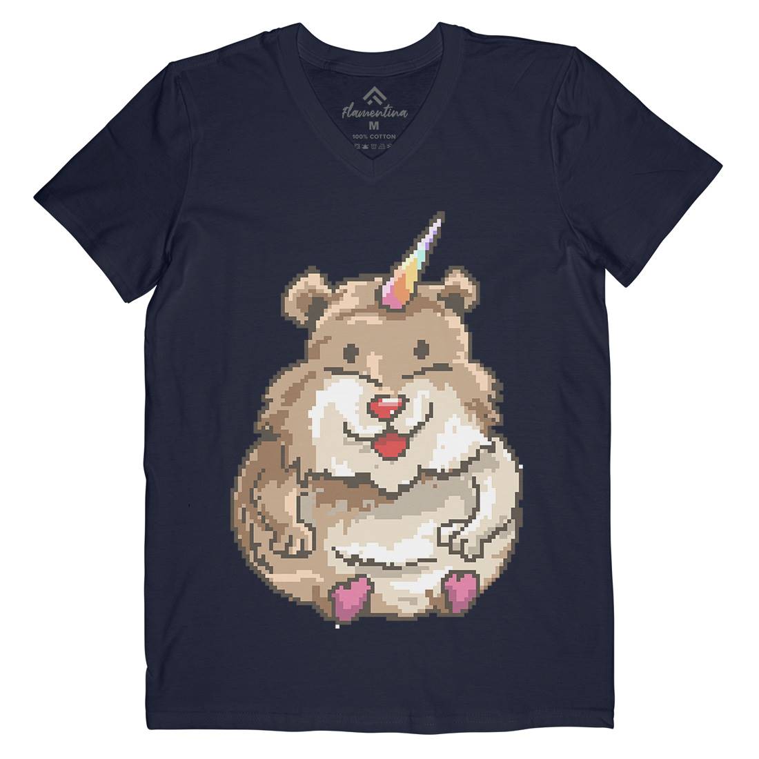Hamster Unicorn Mens Organic V-Neck T-Shirt Animals B908