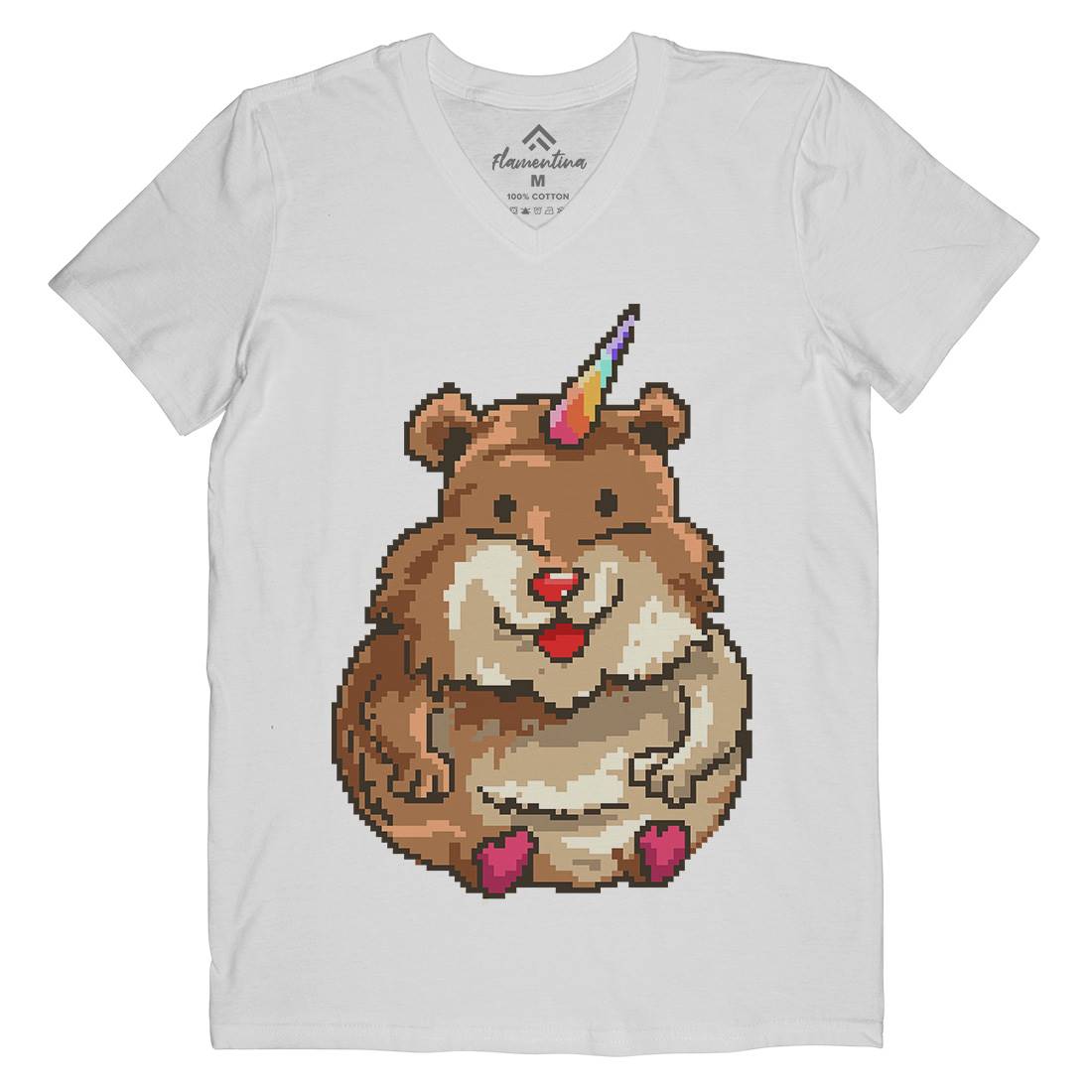 Hamster Unicorn Mens Organic V-Neck T-Shirt Animals B908