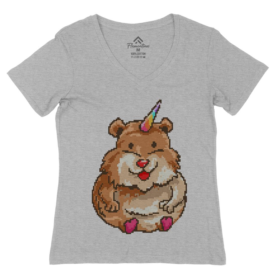 Hamster Unicorn Womens Organic V-Neck T-Shirt Animals B908