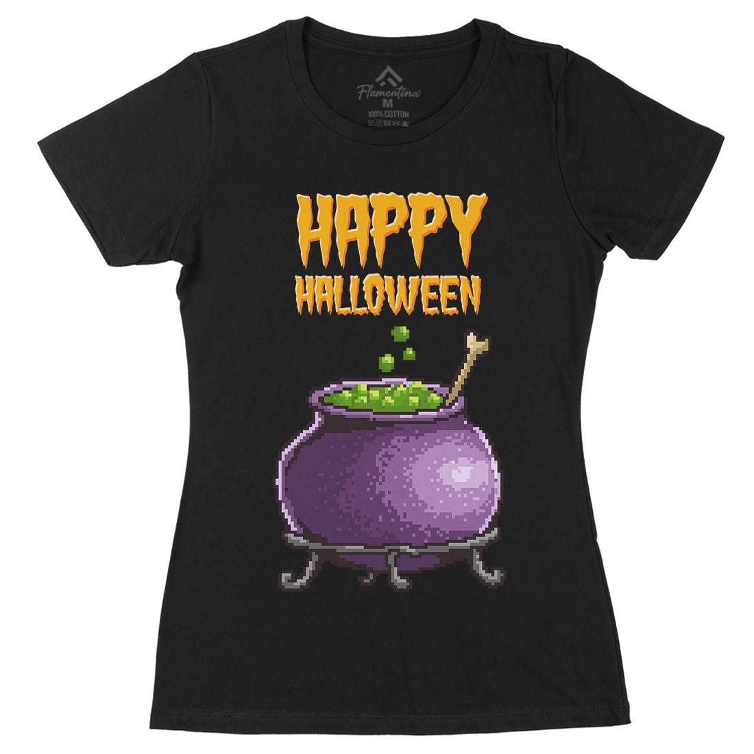 Happy Halloween Womens Organic Crew Neck T-Shirt Horror B909
