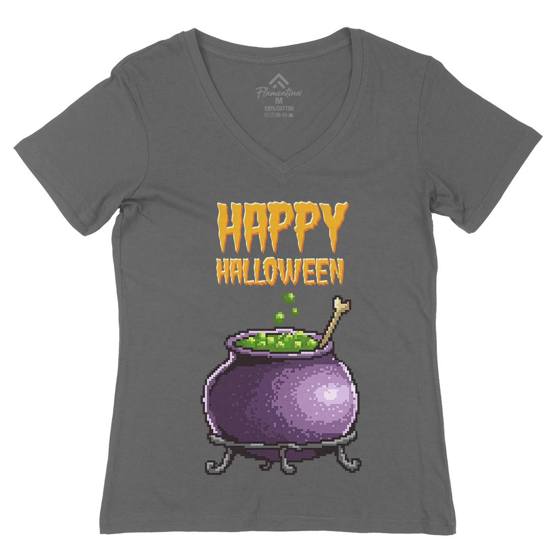 Happy Halloween Womens Organic V-Neck T-Shirt Horror B909