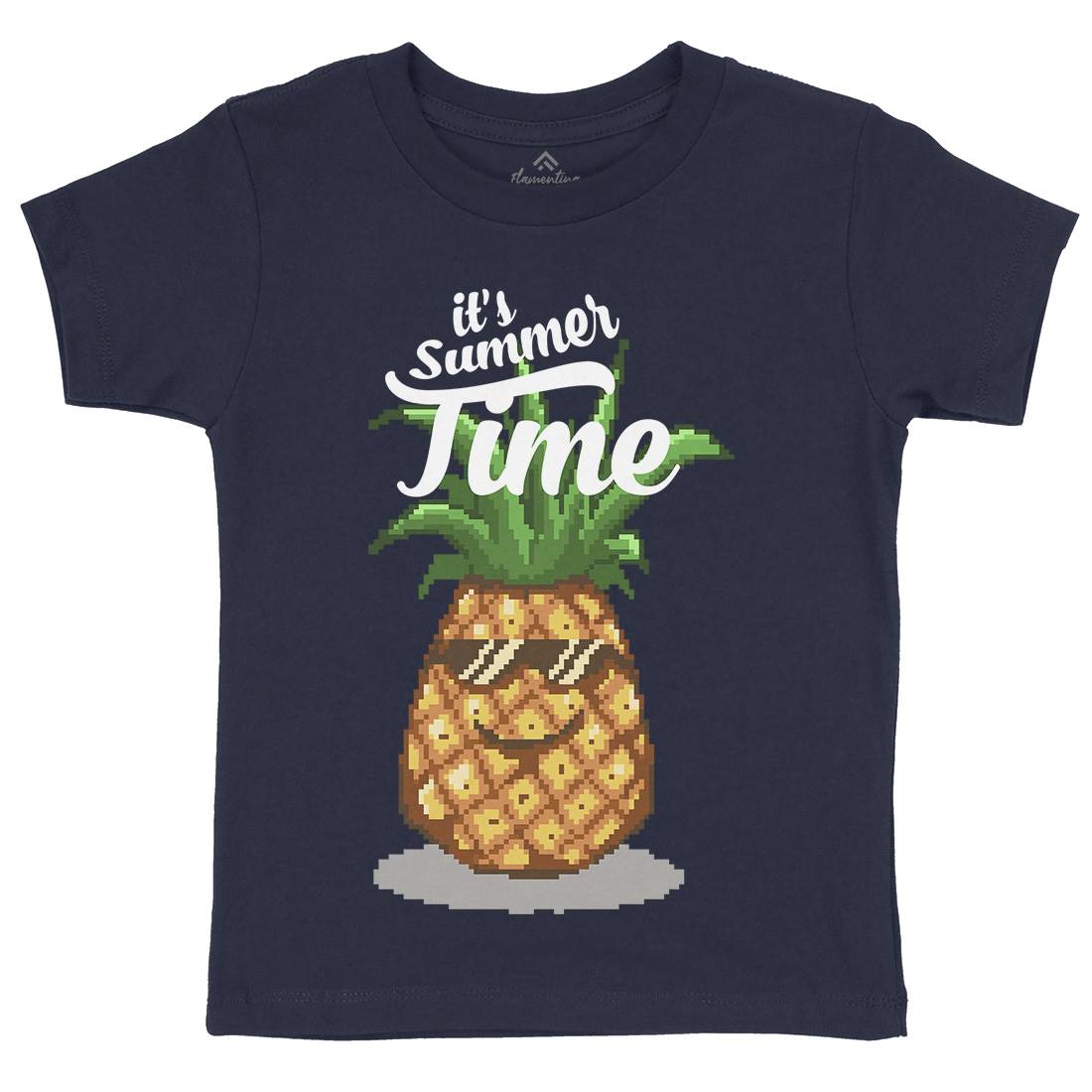 Happy Summer Pineapple Art Kids Crew Neck T-Shirt Food B910