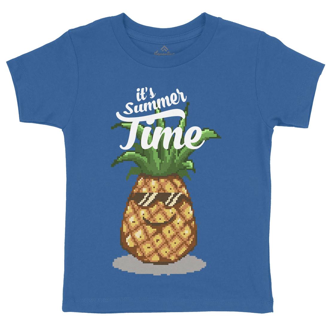 Happy Summer Pineapple Art Kids Crew Neck T-Shirt Food B910