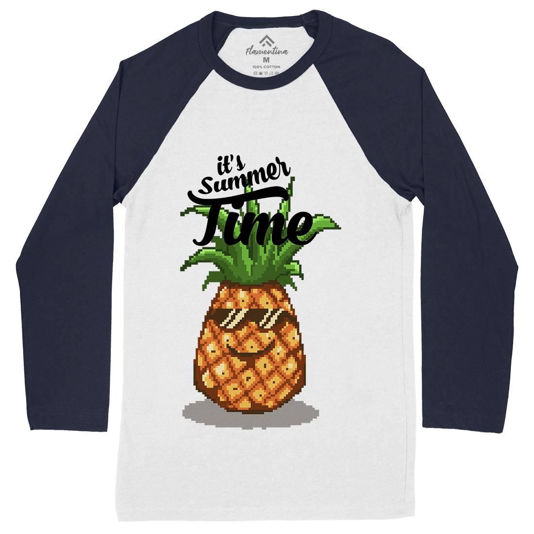 Happy Summer Pineapple Art Mens Long Sleeve Baseball T-Shirt Food B910