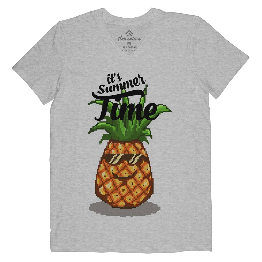 Happy Summer Pineapple Art Mens V-Neck T-Shirt Food B910