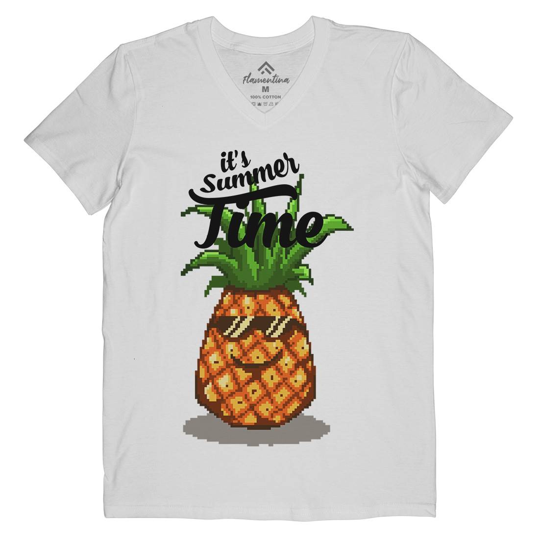 Happy Summer Pineapple Art Mens V-Neck T-Shirt Food B910