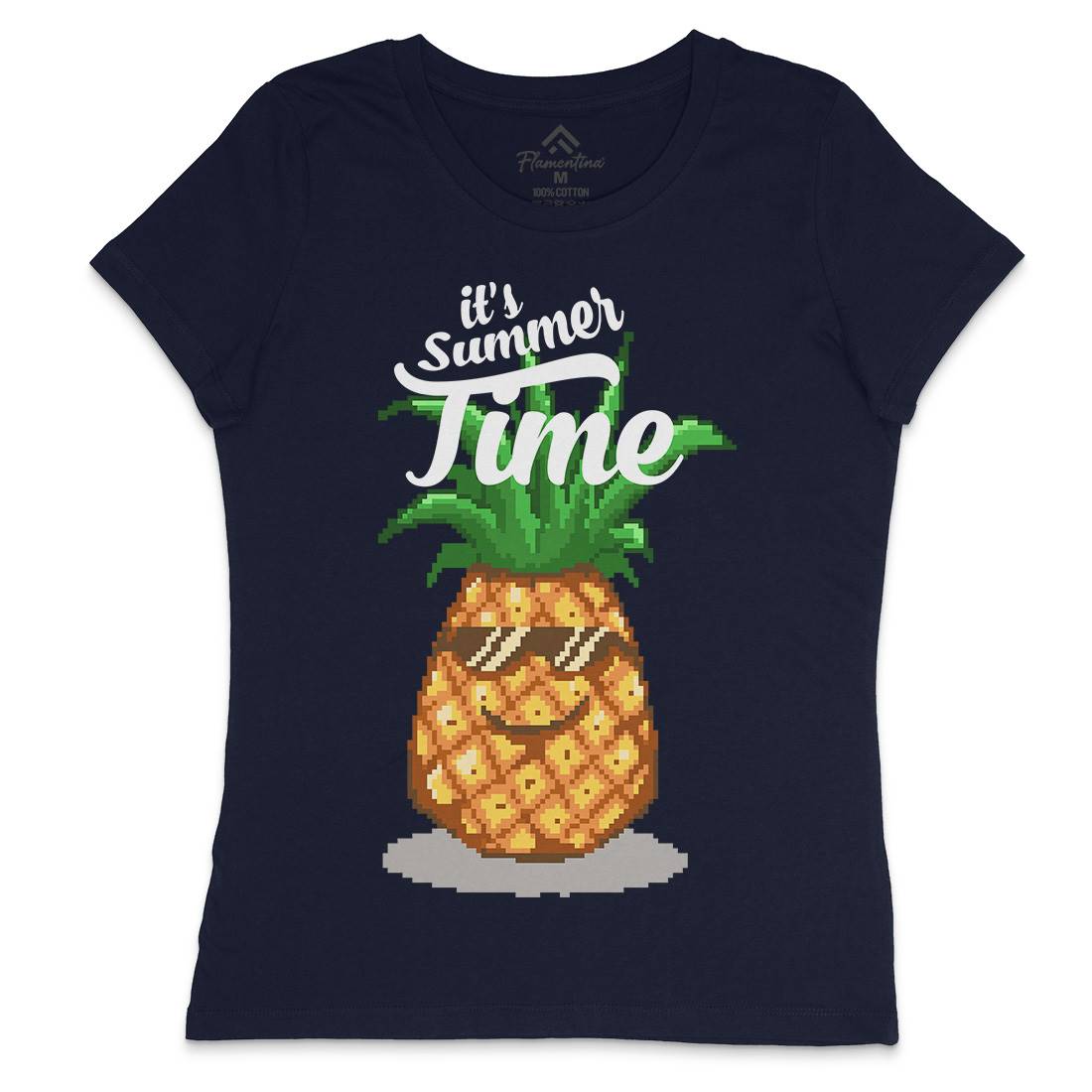 Happy Summer Pineapple Art Womens Crew Neck T-Shirt Food B910