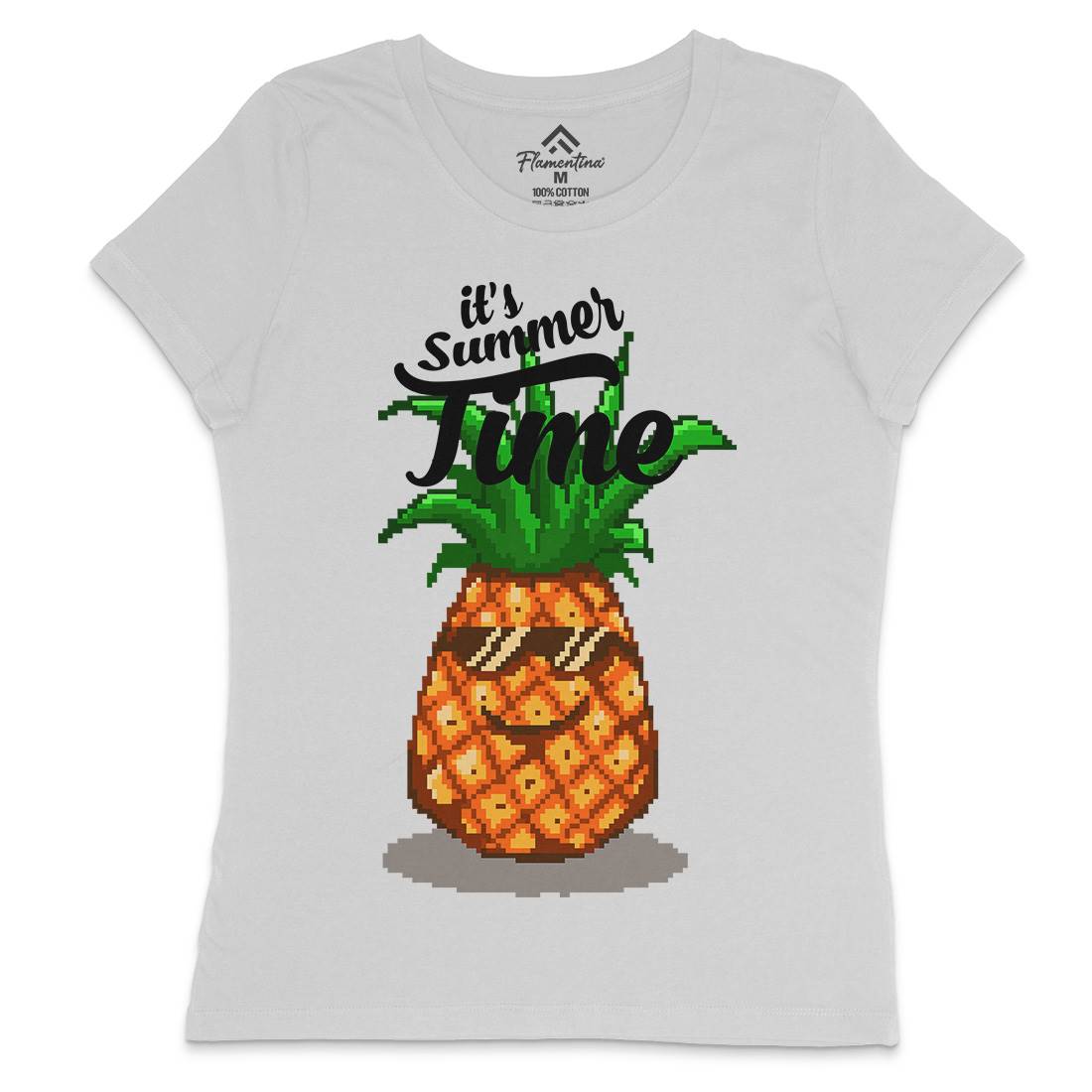 Happy Summer Pineapple Art Womens Crew Neck T-Shirt Food B910