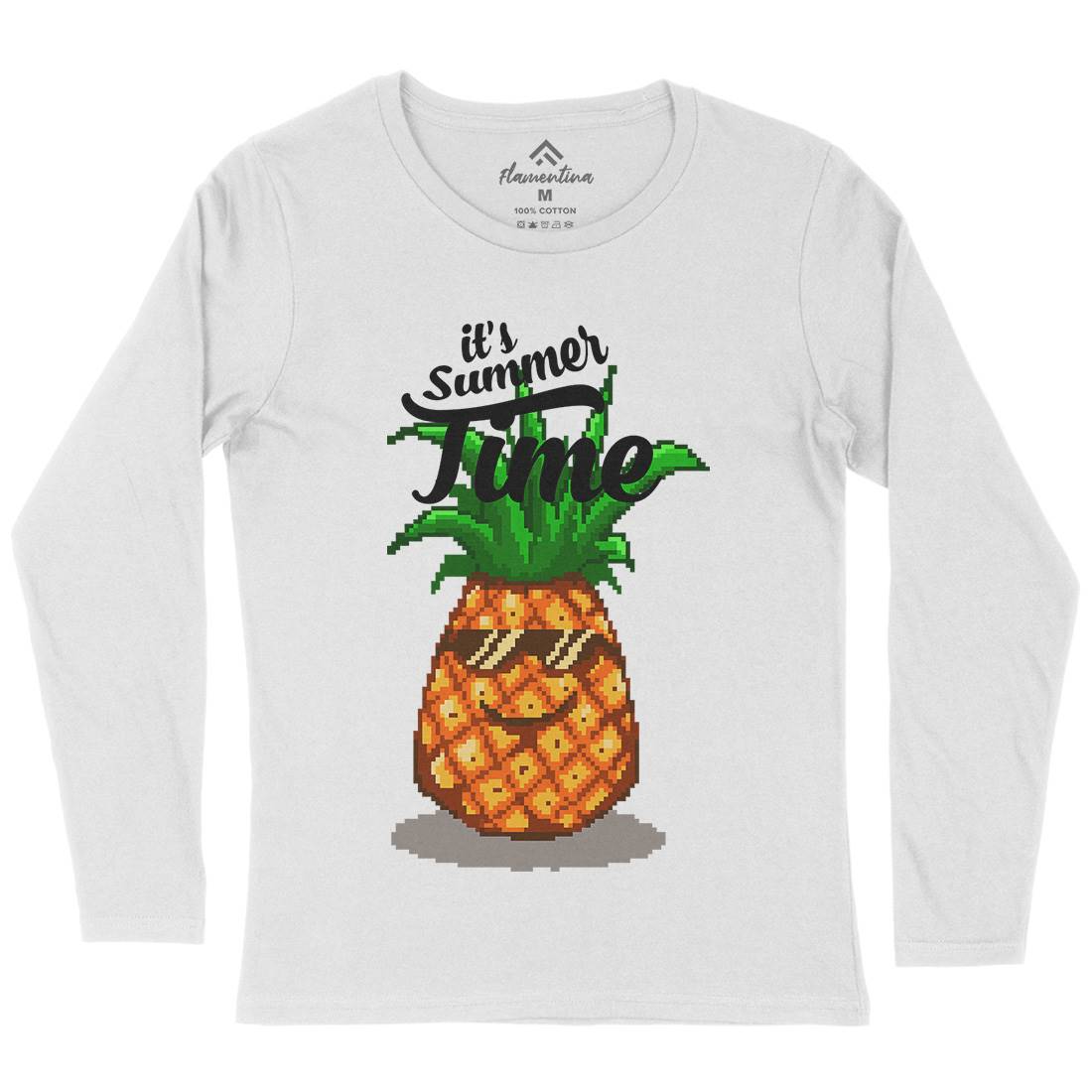 Happy Summer Pineapple Art Womens Long Sleeve T-Shirt Food B910