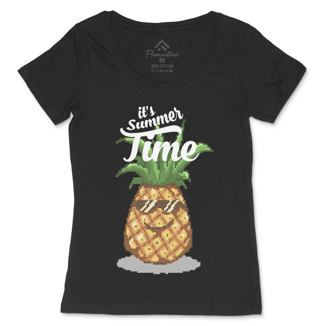 Happy Summer Pineapple Art Womens Scoop Neck T-Shirt Food B910
