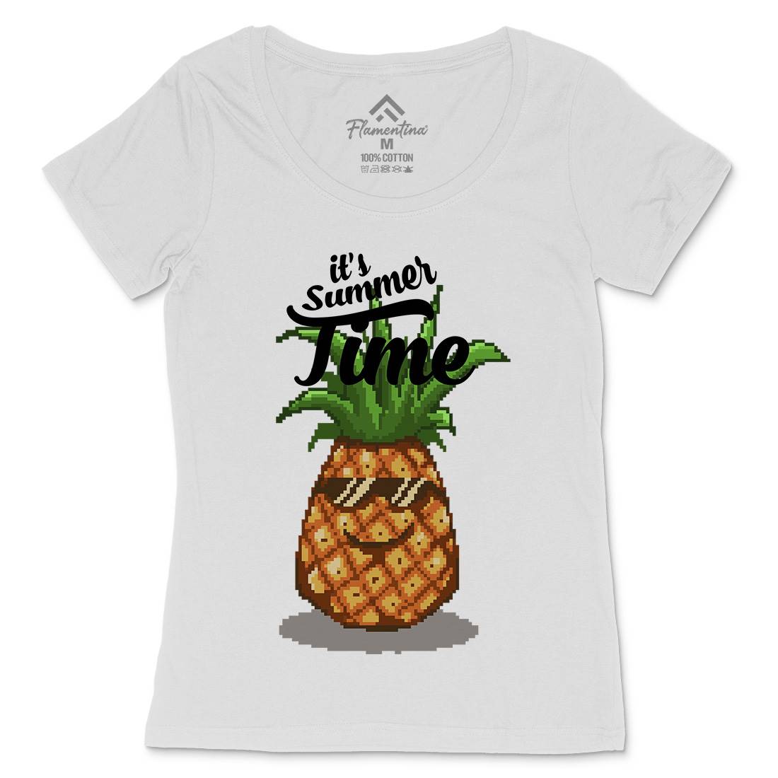 Happy Summer Pineapple Art Womens Scoop Neck T-Shirt Food B910