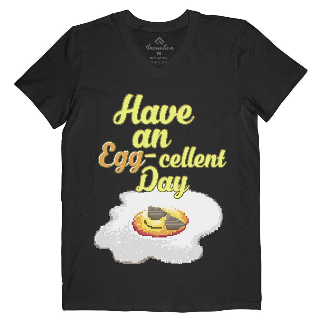 Have An Eggcellent Day Mens Organic V-Neck T-Shirt Food B911