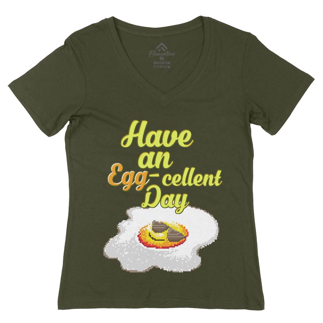 Have An Eggcellent Day Womens Organic V-Neck T-Shirt Food B911