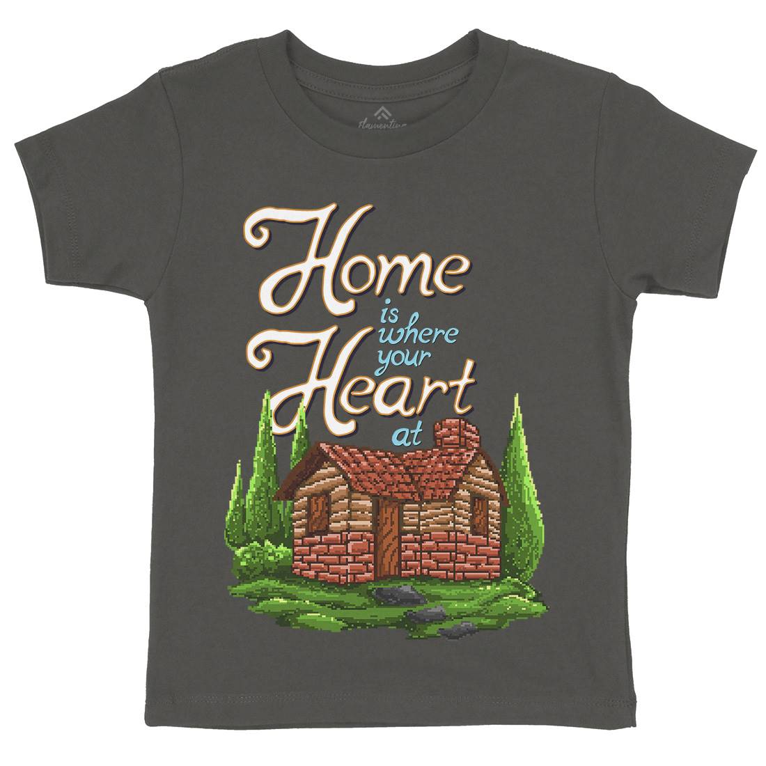 House Is Where Your Heart At Kids Crew Neck T-Shirt Nature B912