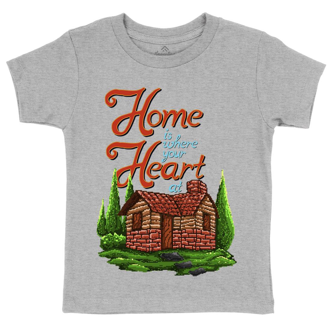 House Is Where Your Heart At Kids Organic Crew Neck T-Shirt Nature B912
