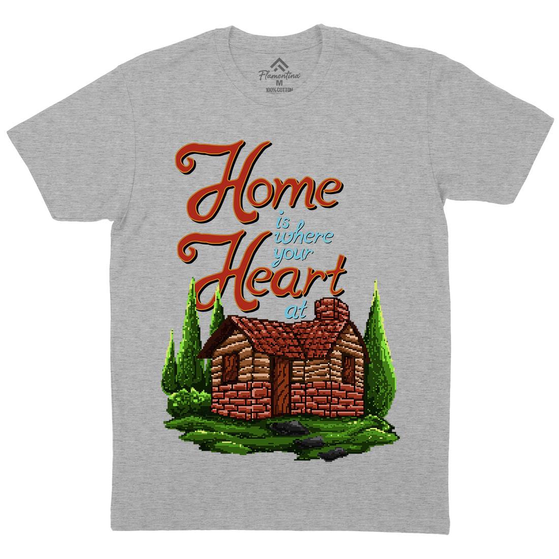 House Is Where Your Heart At Mens Crew Neck T-Shirt Nature B912