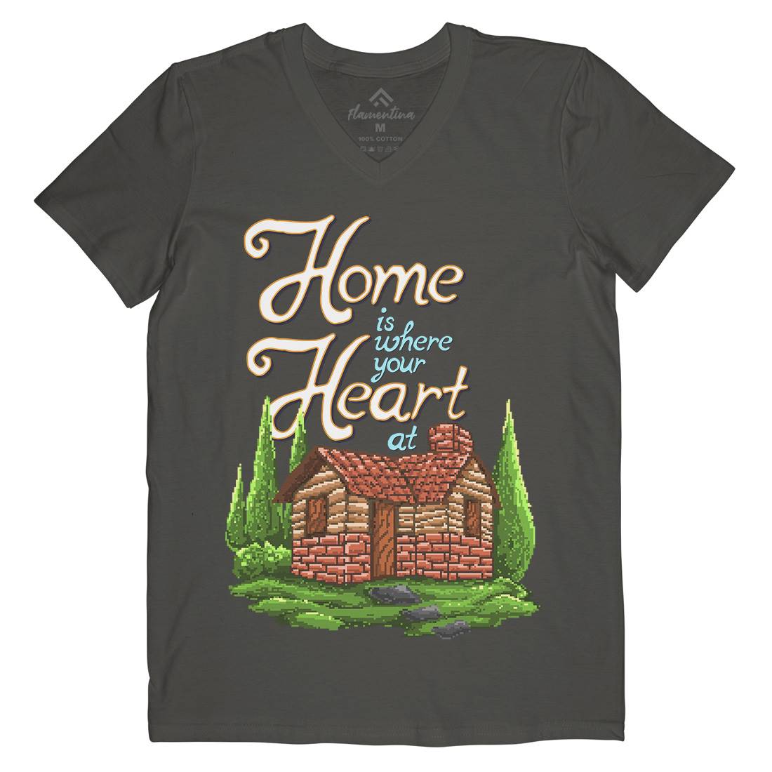 House Is Where Your Heart At Mens V-Neck T-Shirt Nature B912