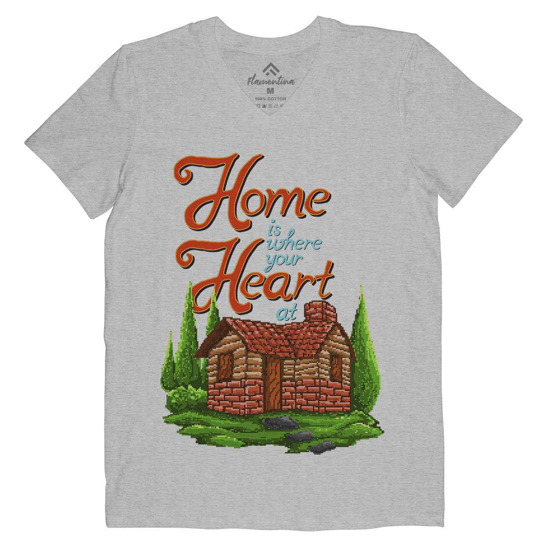 House Is Where Your Heart At Mens Organic V-Neck T-Shirt Nature B912