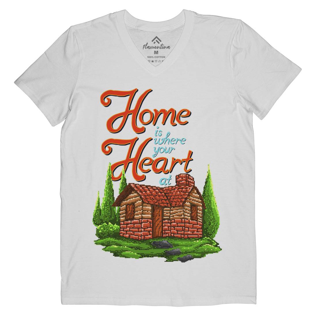 House Is Where Your Heart At Mens Organic V-Neck T-Shirt Nature B912