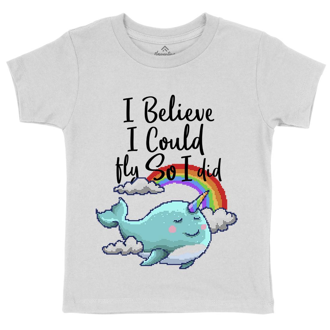 I Believe I Can Fly Kids Organic Crew Neck T-Shirt Retro B913
