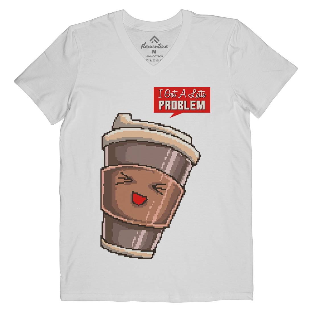 I Got A Latte Problem Mens Organic V-Neck T-Shirt Drinks B914