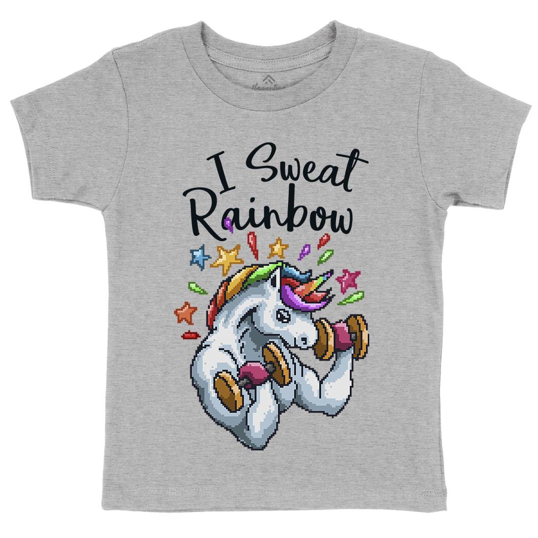 I Sweat Rainbow Kids Organic Crew Neck T-Shirt Retro B916