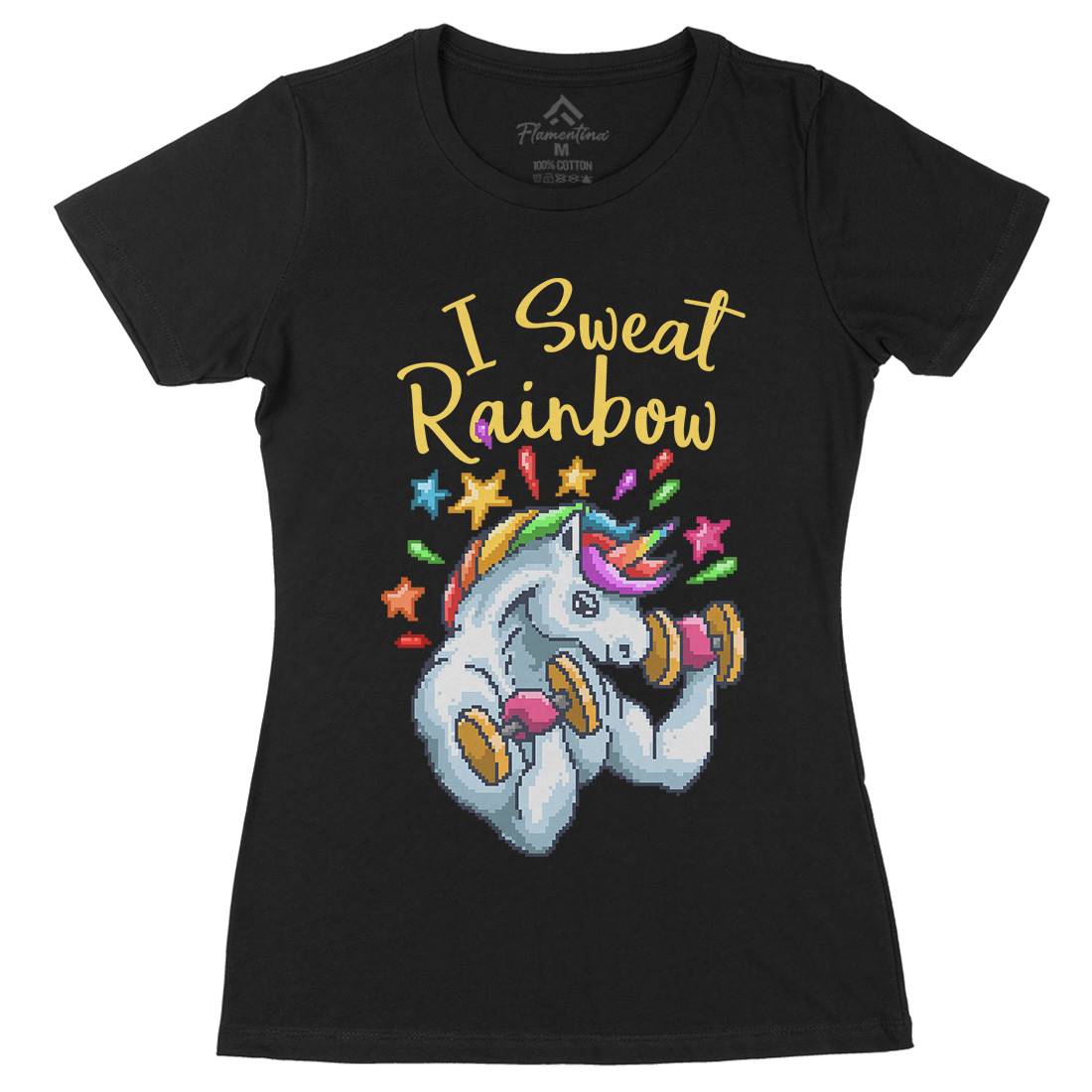 I Sweat Rainbow Womens Organic Crew Neck T-Shirt Retro B916