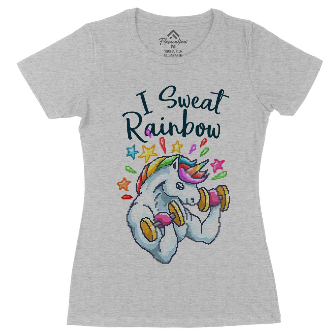 I Sweat Rainbow Womens Organic Crew Neck T-Shirt Retro B916